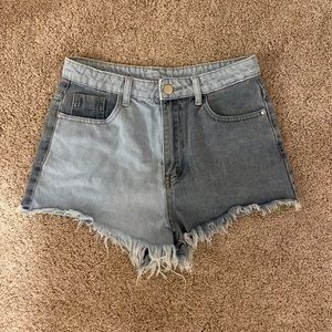 TWO TONE JEAN SHORTS